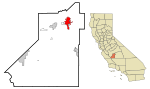 Kings County California Incorporated and Unincorporated areas Hanford Highlighted